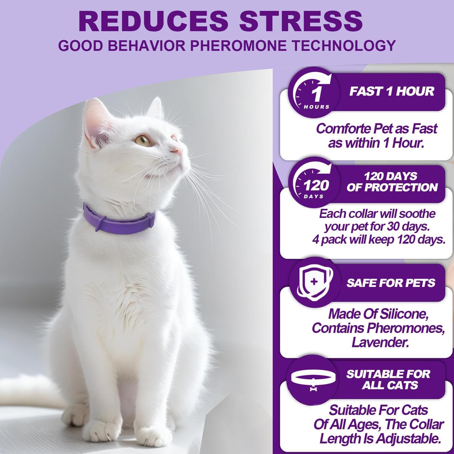Collar Aurevoen para gato, duración de hasta 60 días para apoyo constante.