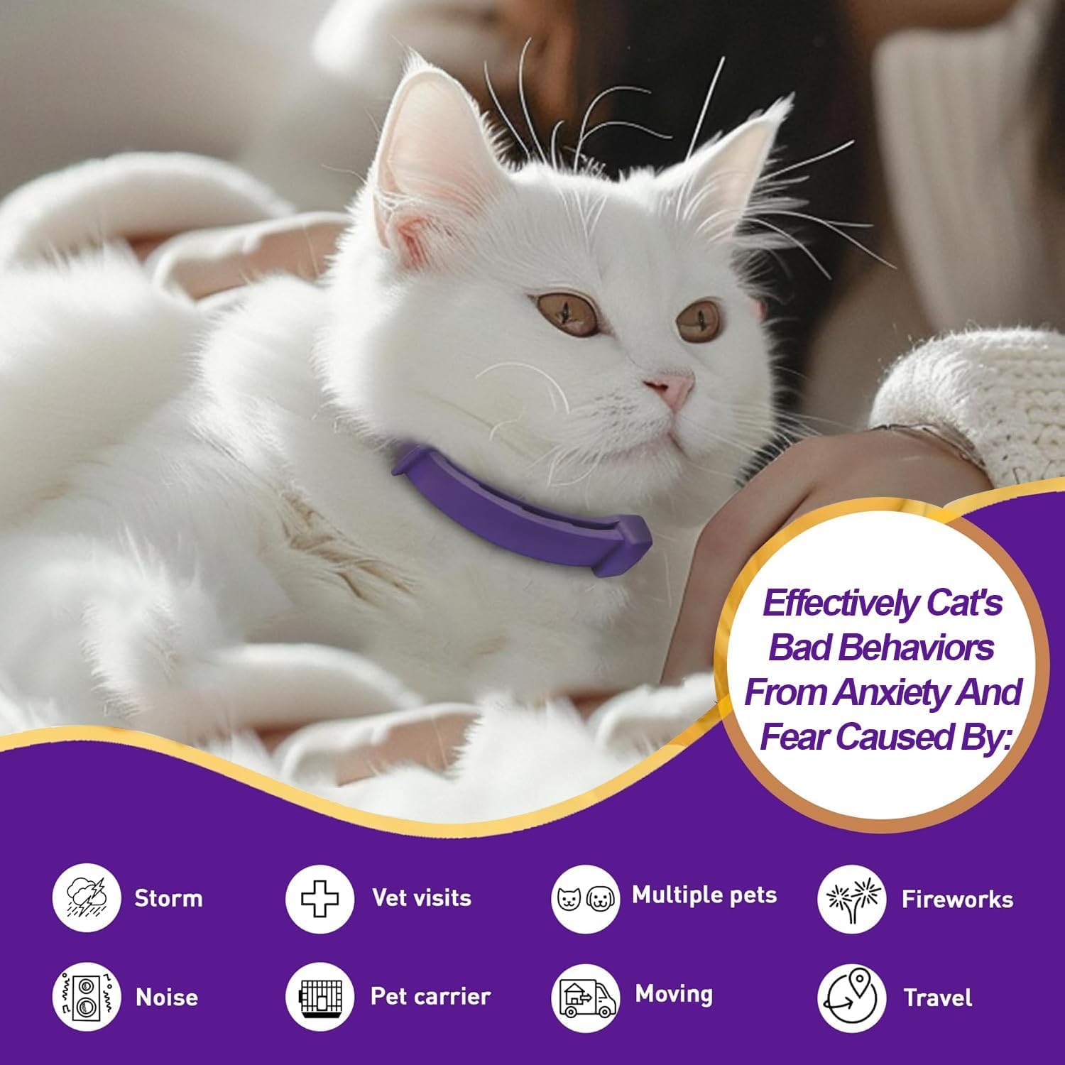 Collar ajustable Aurevoen para gato, ajuste seguro y cómodo.