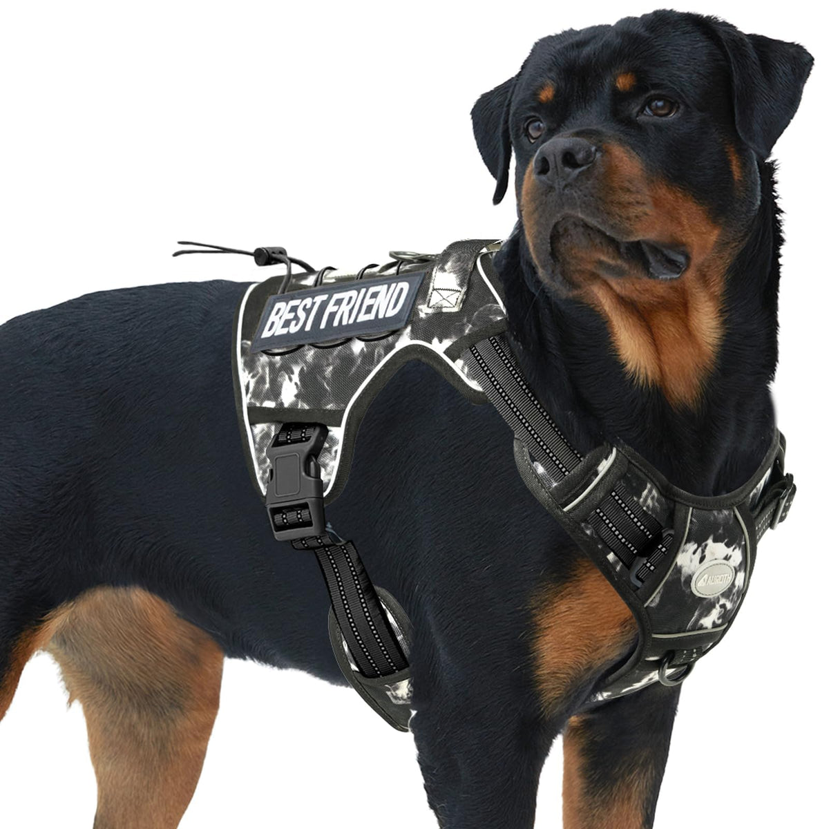 AUROTH arnés táctico para perros, vista frontal XL, cómodo y ajustable para mayor control