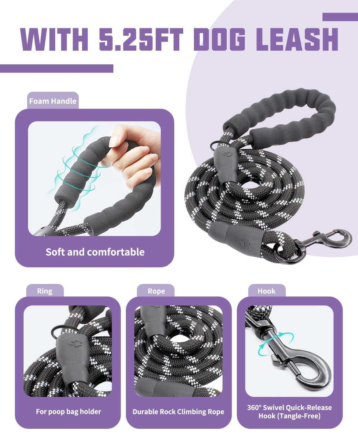 AUROTH cincha para perro 5,25 pies, control estable