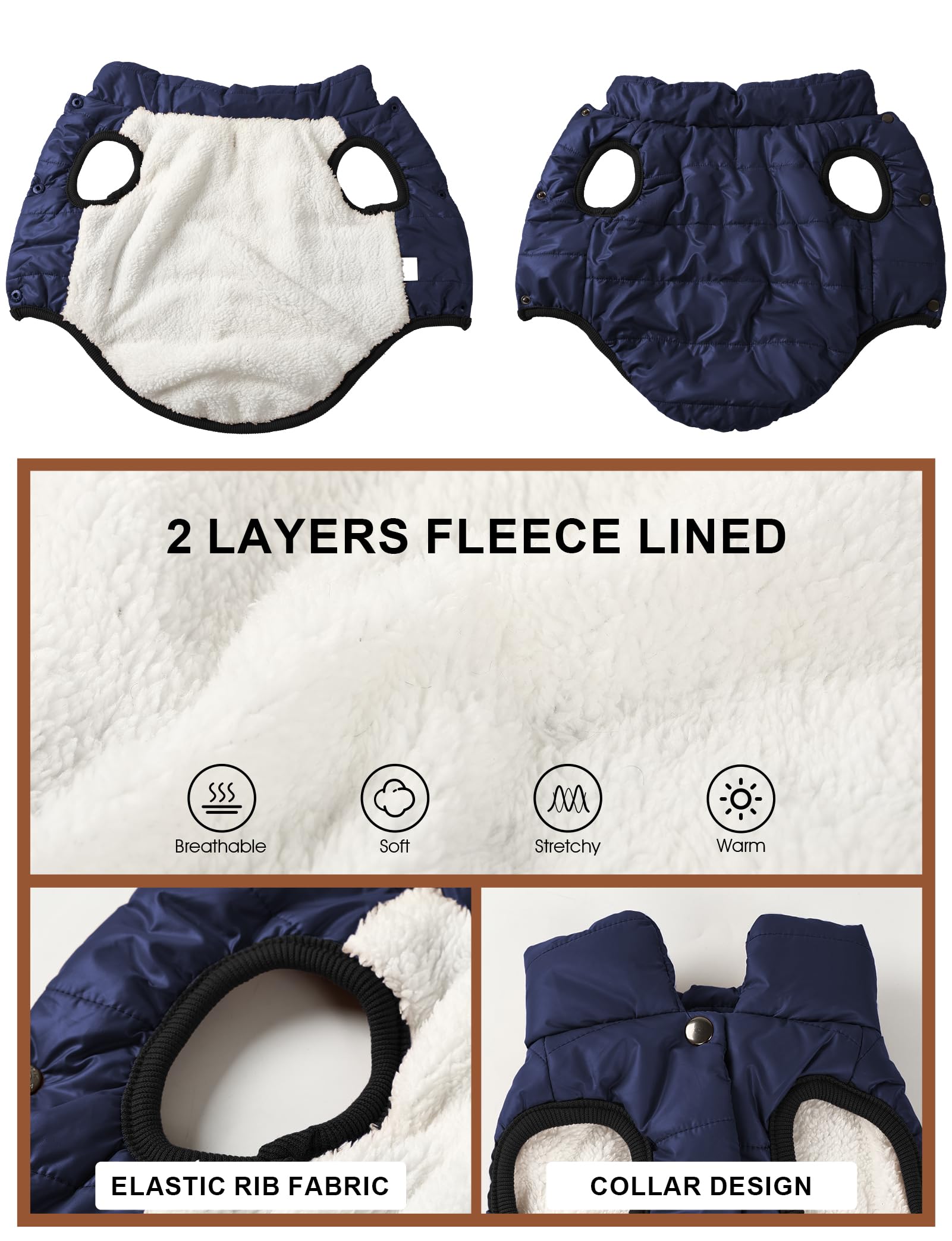Chaqueta AURUZA para perro con dos anillas para correa, ideal para paseos.