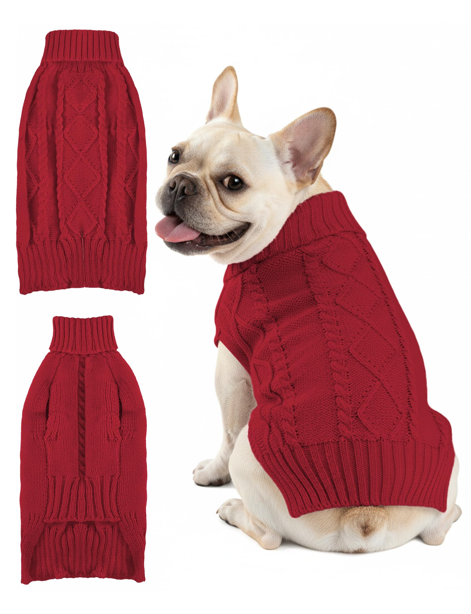 Suéter AURUZA para perro con cuello alto, suave y cálido.