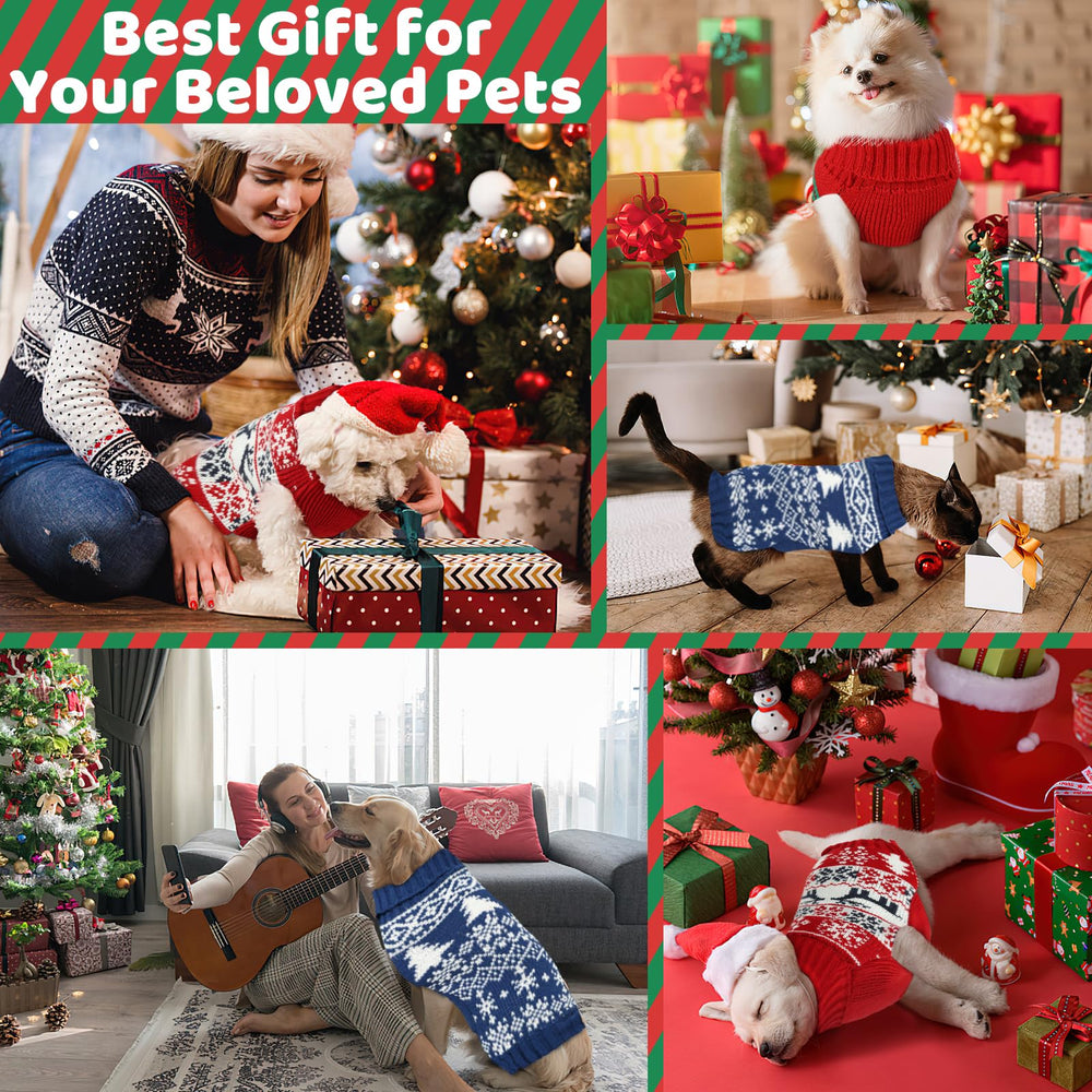 Sudadera navideña AURUZA para perro azul talla 3XL, perfecta para días fríos.
