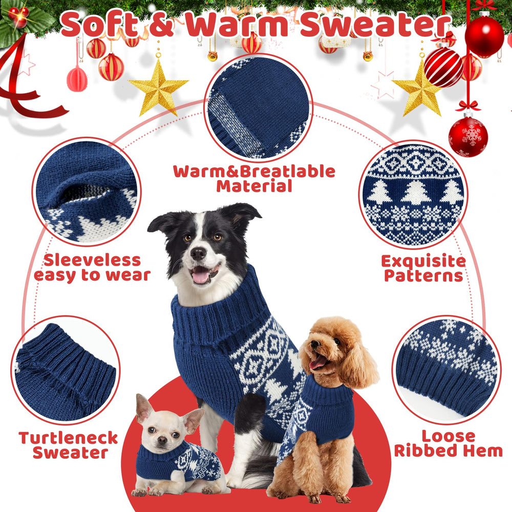 Sudadera navideña AURUZA para perro azul talla M, diseño cómodo y cálido.