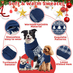 Sudadera navideña AURUZA para perro azul talla M, diseño cómodo y cálido.