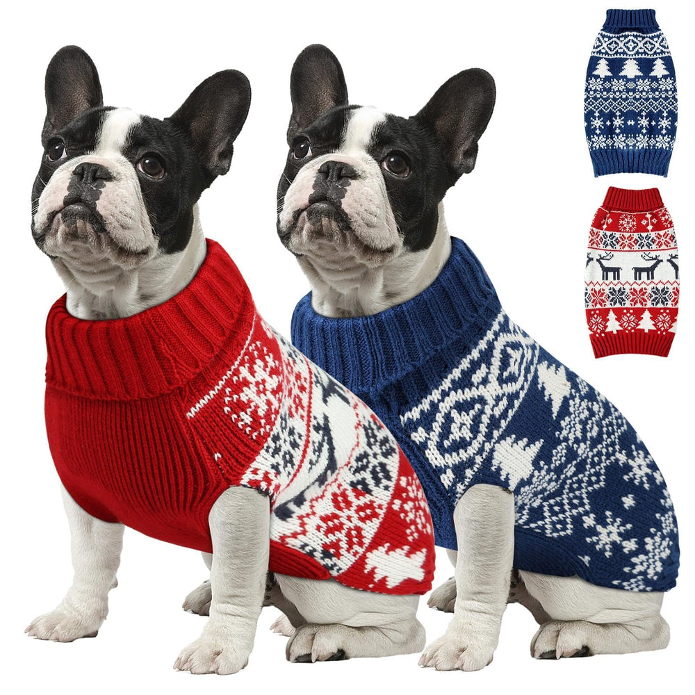 Sudadera navidad AURUZA para perro pequeño en rojo, ideal para mantener abrigado durante paseos