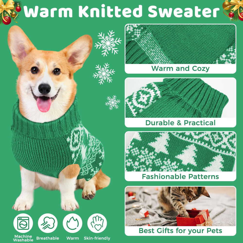 AURUZA suéter navideño para perro verde XS tejido doble suave para inviernos fríos