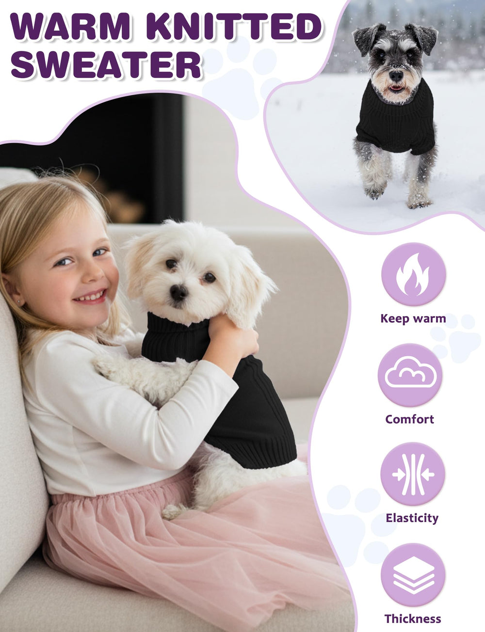 AURUZA suéter de perro en acrílico suave para días fríos.