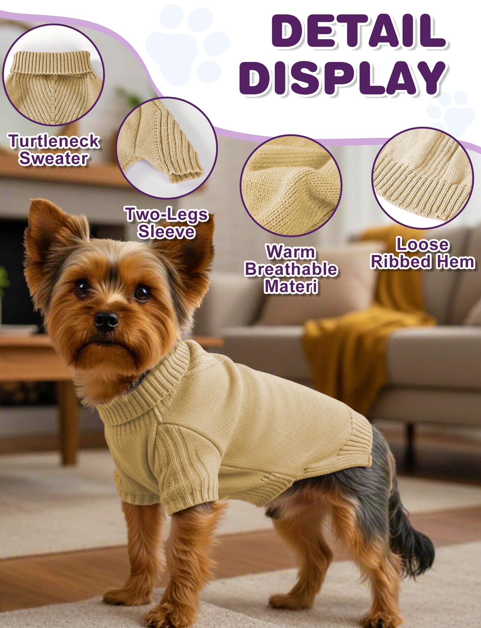 AURUZA suéter canino; ajuste cómodo alrededor del torso para facilitar paseos.