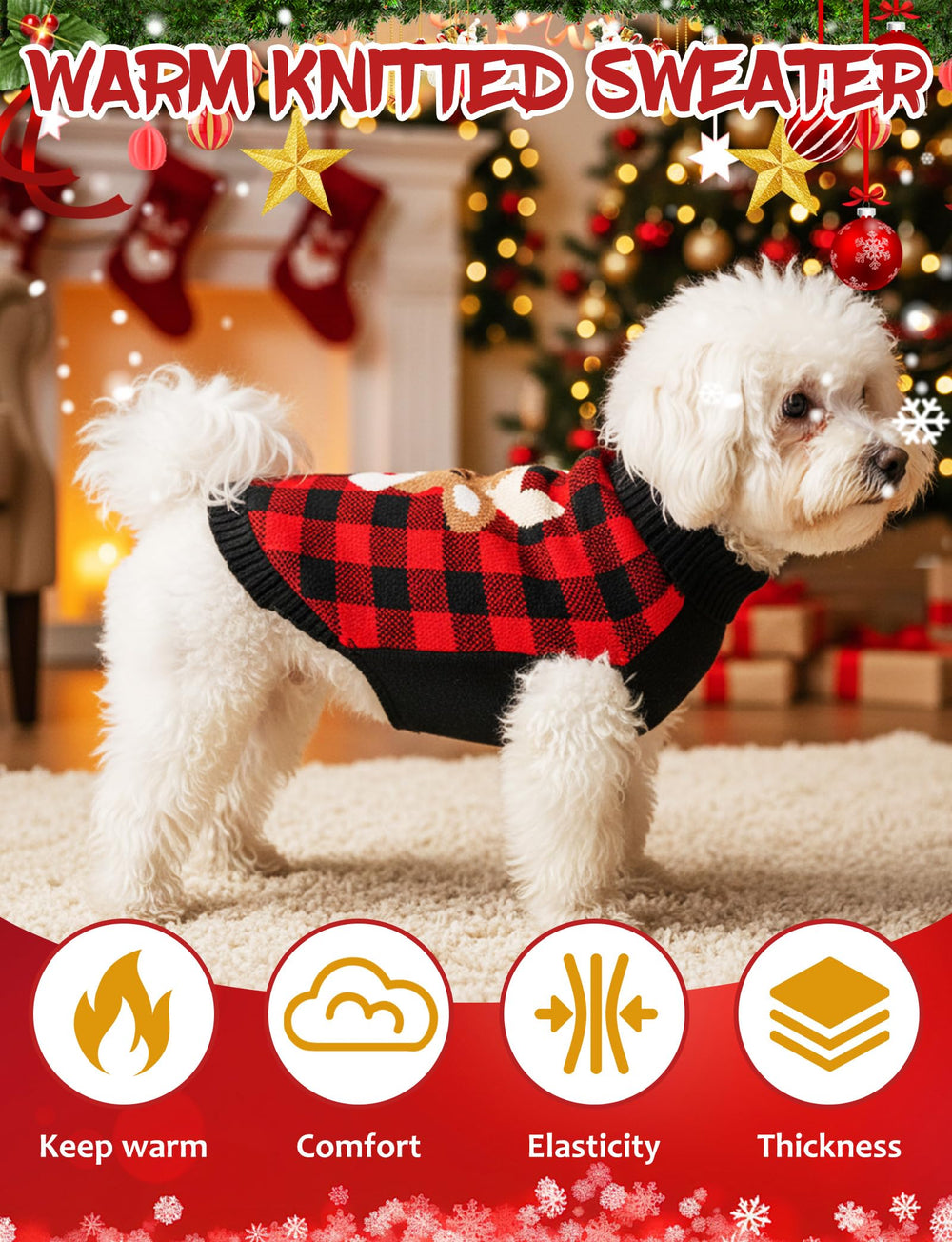 Sudadera roja AURUZA con detalle de renos, ideal para fiestas y sesiones de fotos.