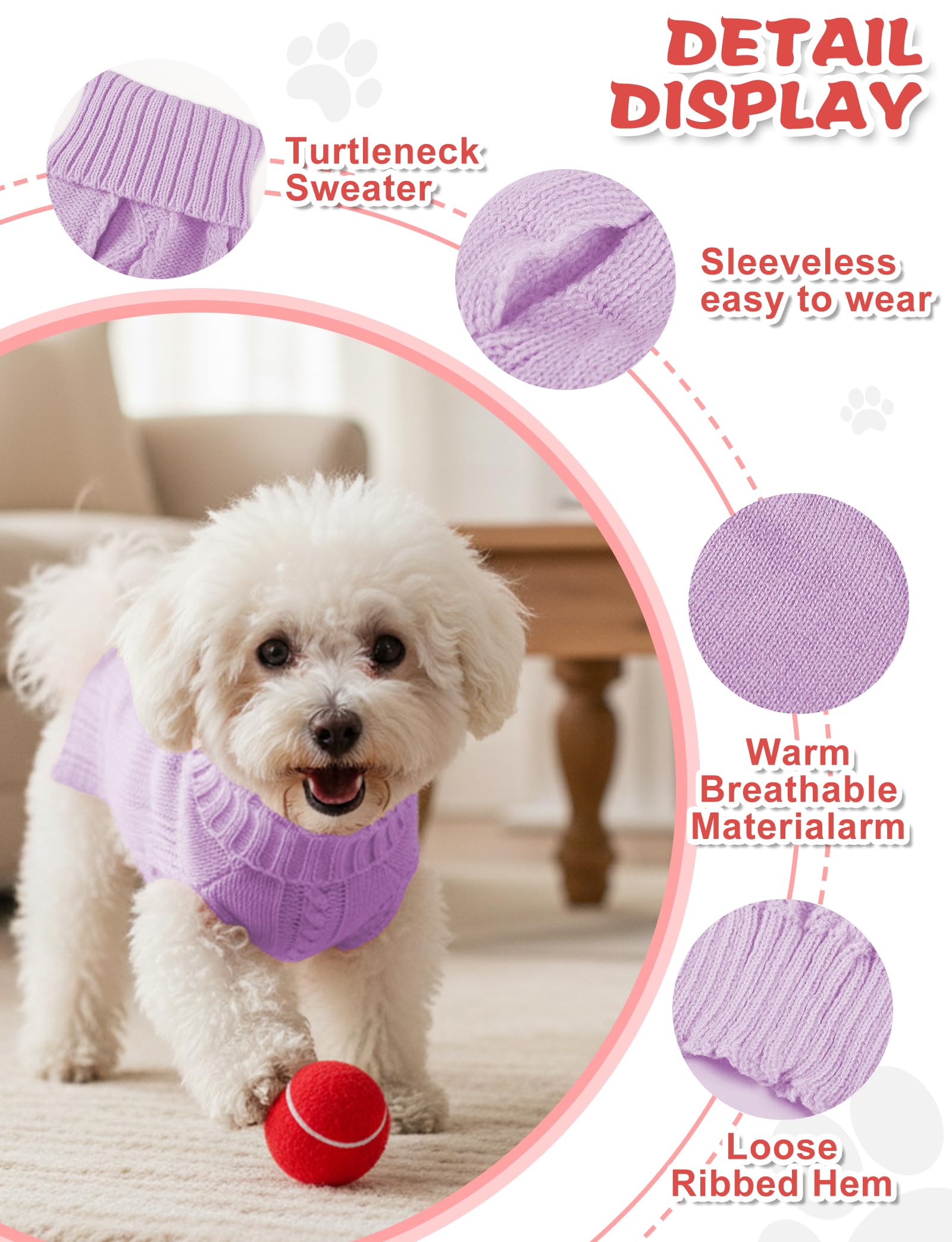 Sudadera AURUZA para perro cuello alto; ajuste cómodo y calor diario.