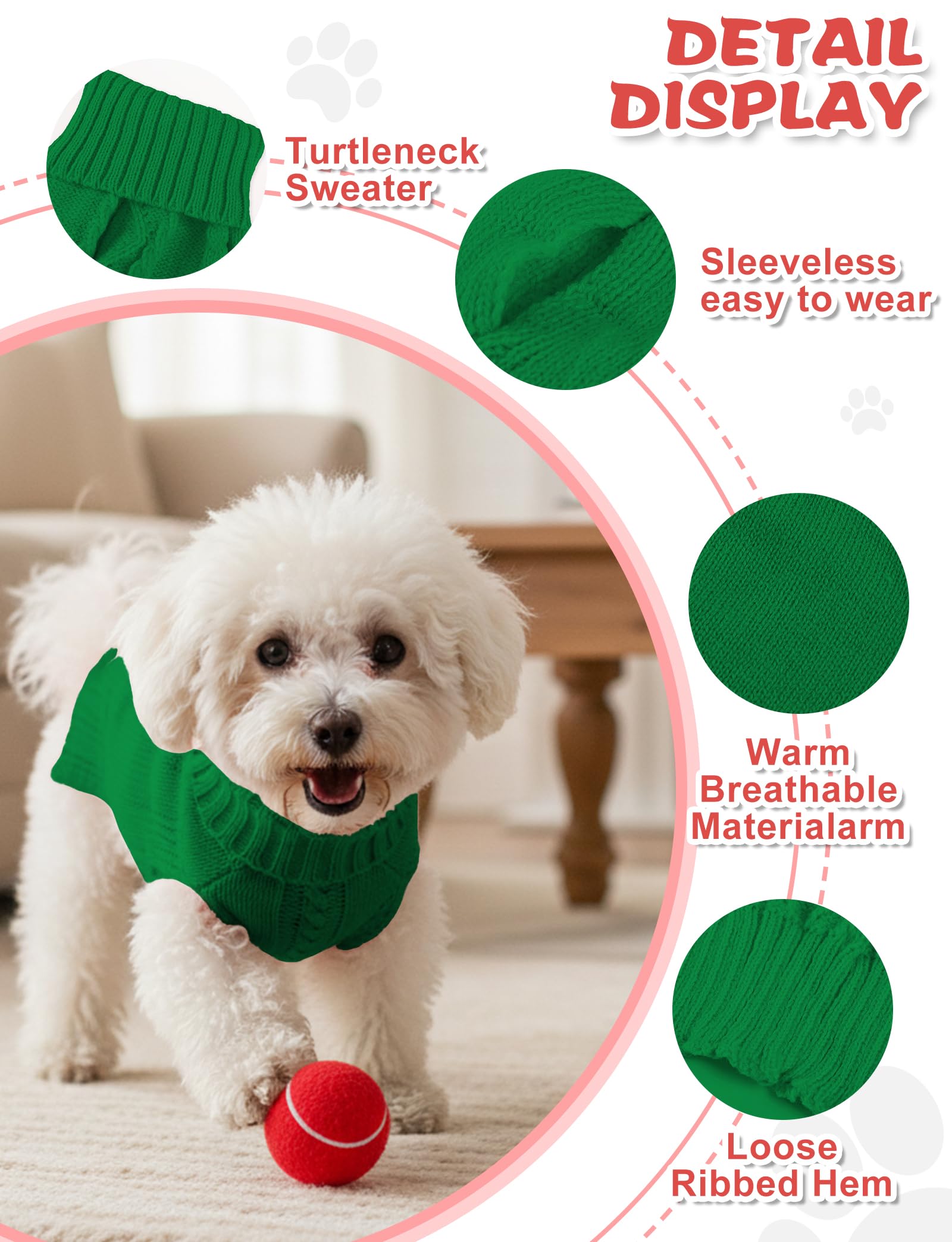 Sudadera AURUZA para perro, detalle cuello tortuga, mantiene el cuello cálido durante salidas.