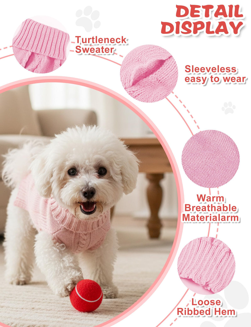 Sudadera auruza para perro sin mangas con cuello alto facilita ponérsela.