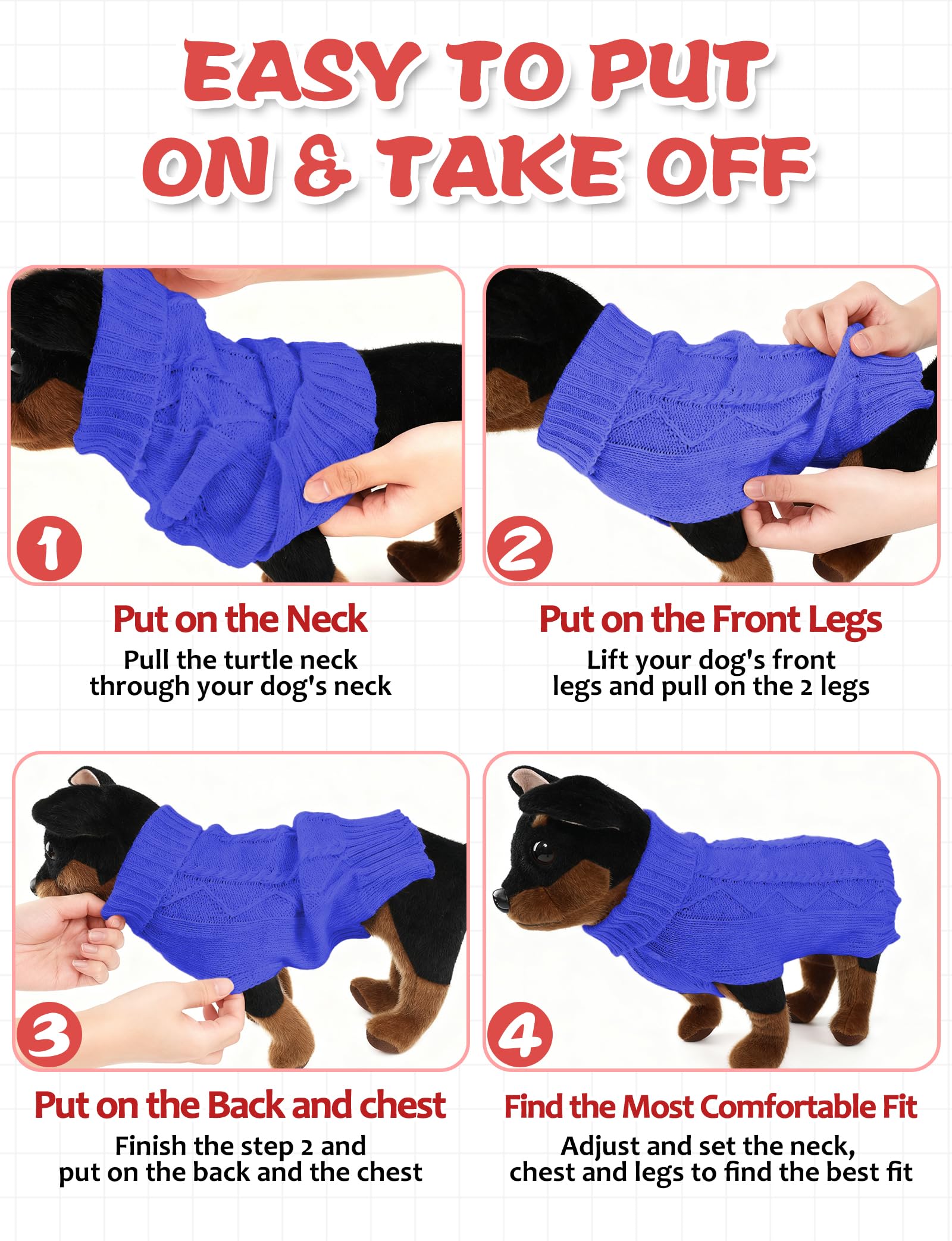 AURUZA suéter para perros con tallas múltiples, se adapta a diferentes tamaños.