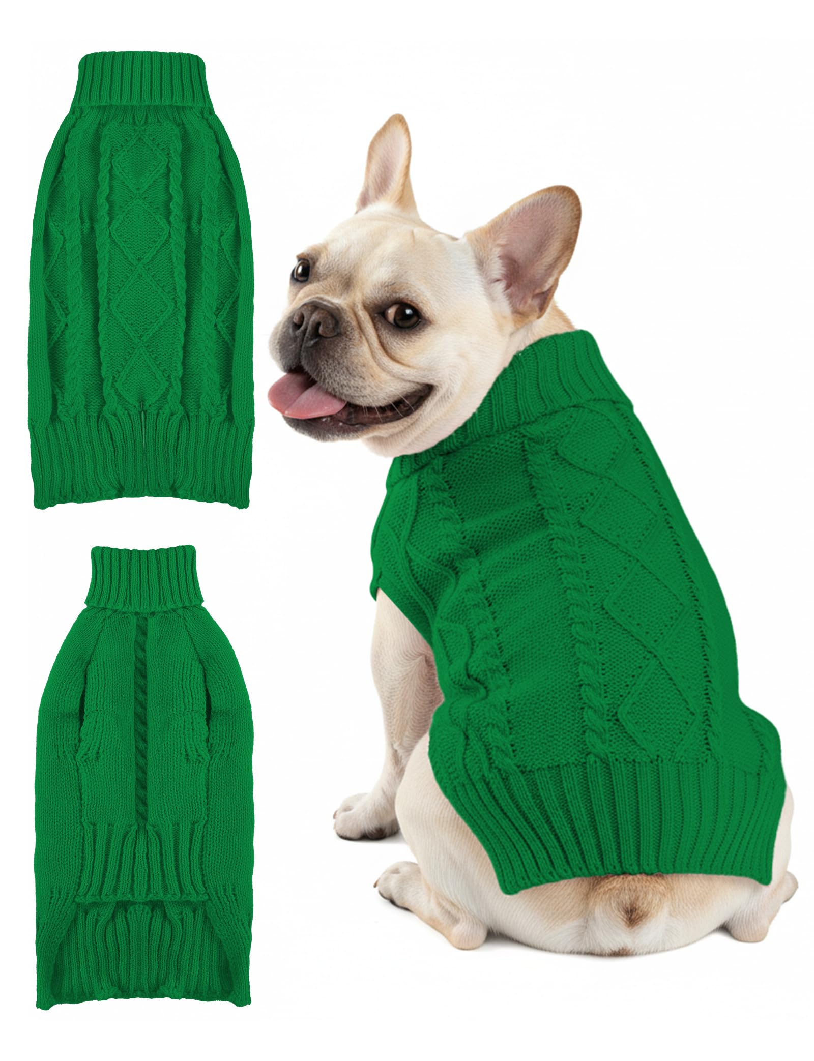 Aurza sudadera para perro con cuello alto y tejido cable.