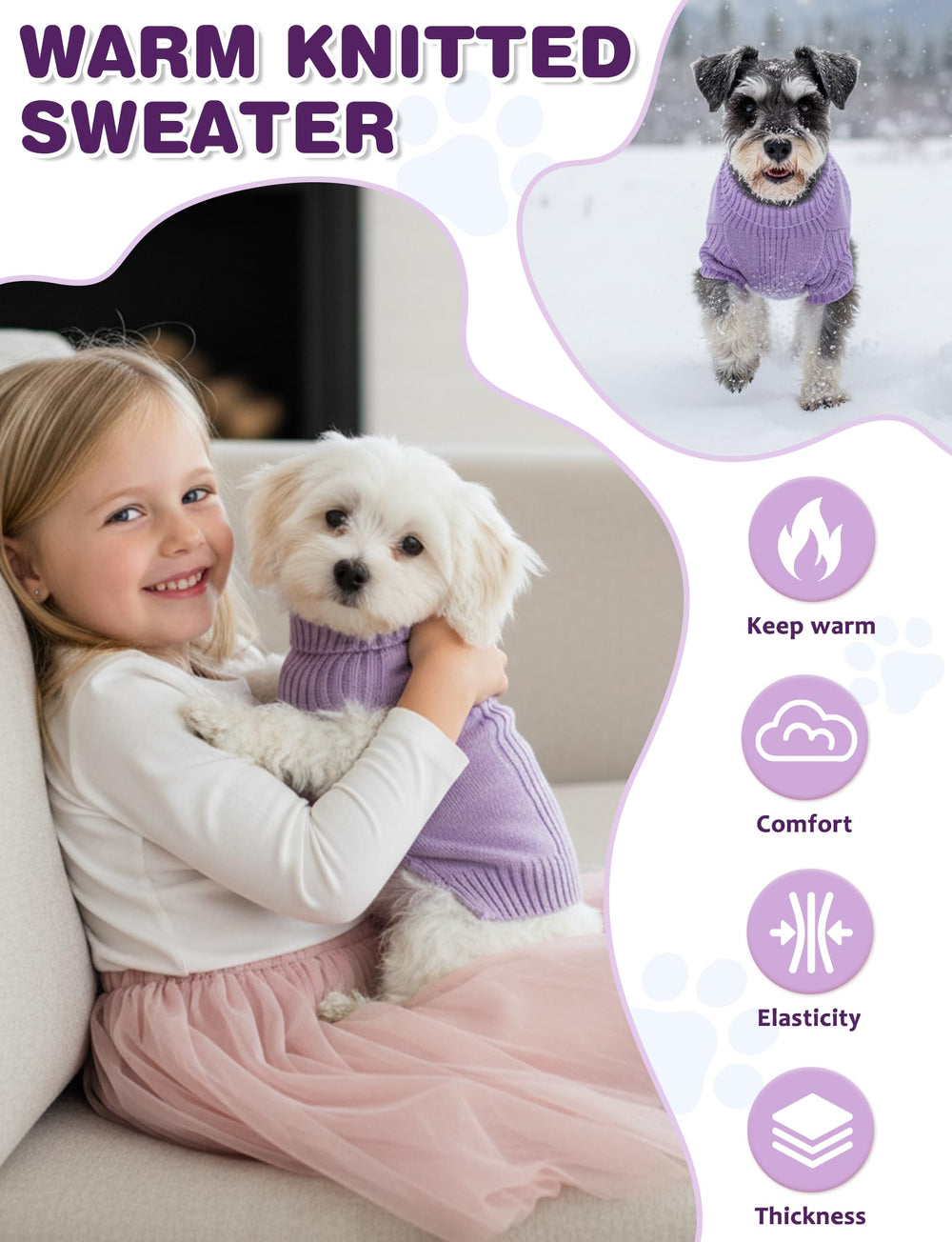 Sudadera AURUZA para perro en tejido cable doble, suave y duradera.