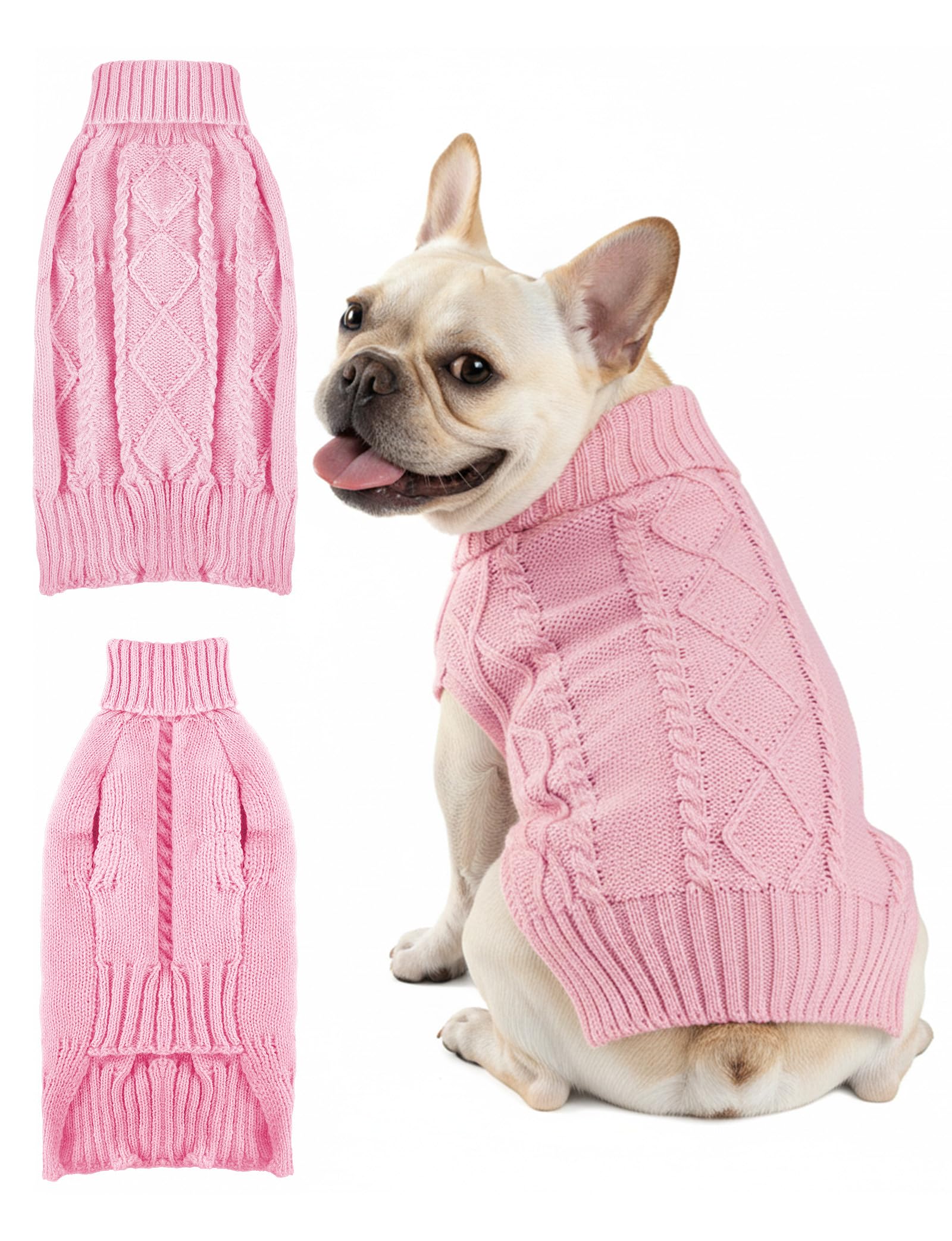 Sudadera AURUZA para perro con textura tejida suave, ofrece calidez diaria.