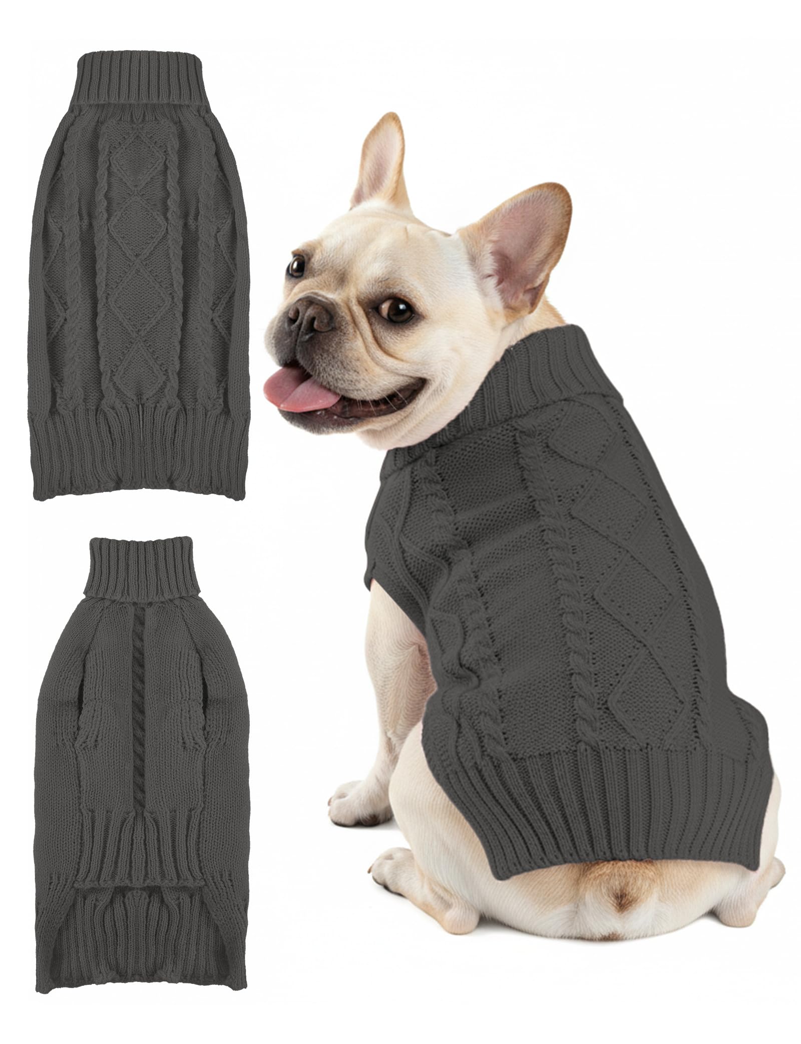 AURUZA suéter para mascota con cuello alto, abrigo cálido para paseos fríos.