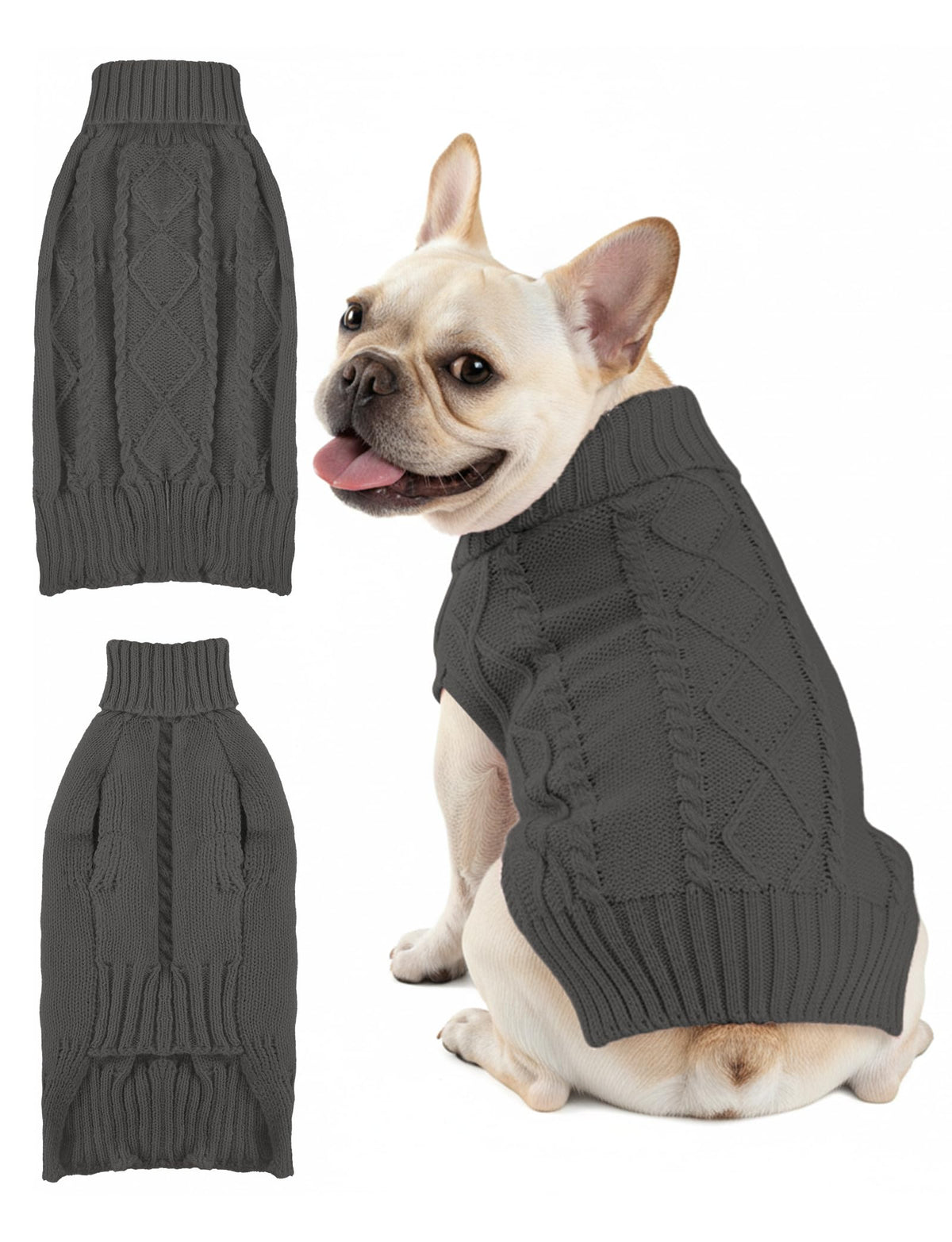AURUZA suéter para mascota con cuello alto, abrigo cálido para paseos fríos.