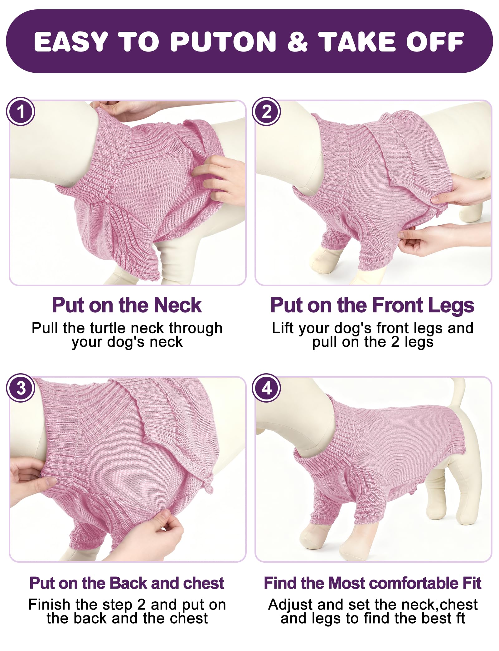 Suéter AURUZA para perro material acrílico suave, cómodo y lavable.