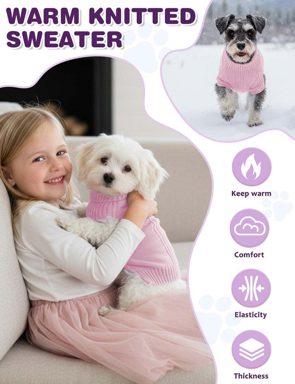 Suéter AURUZA para perro tejido cable, diseño clásico y cálido.