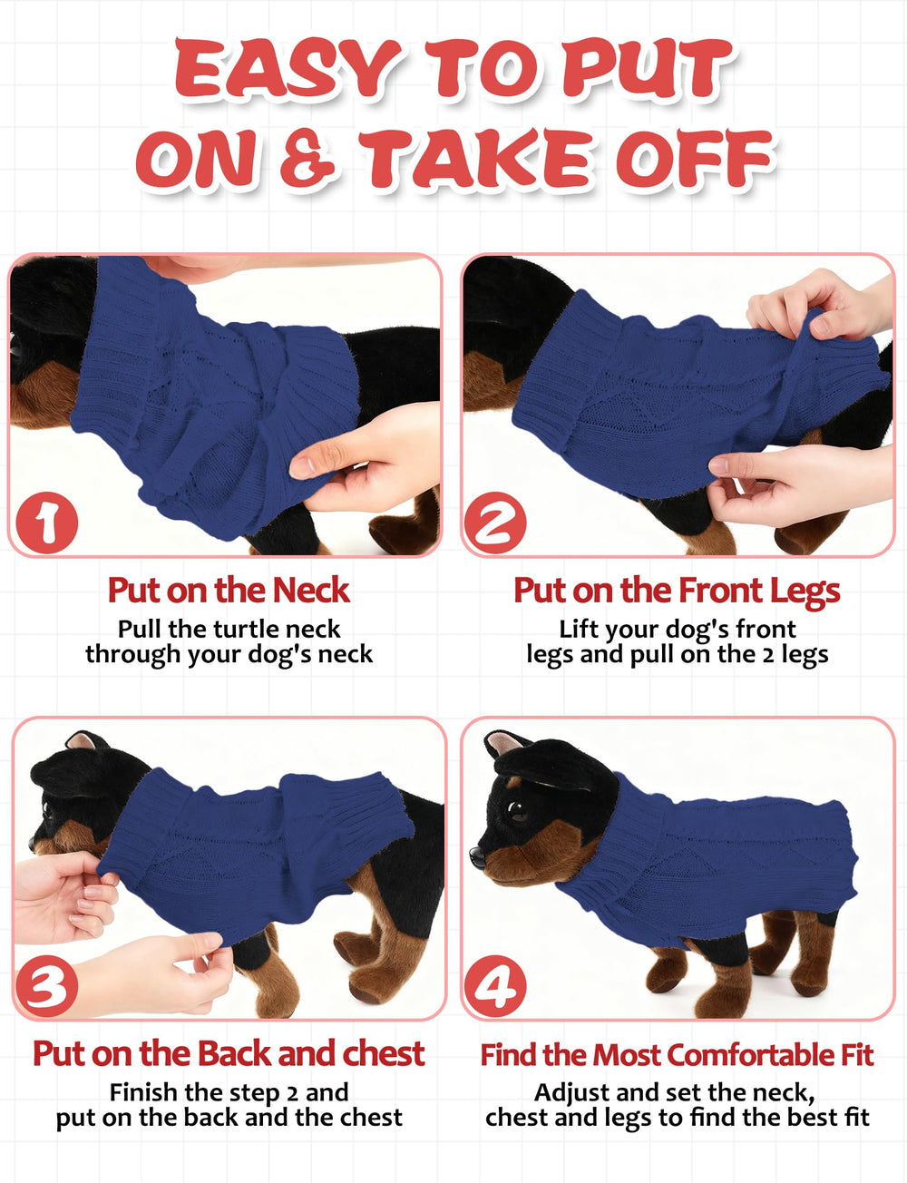 Suéter AURUZA para gatos y perros, tejido suave para interiores.