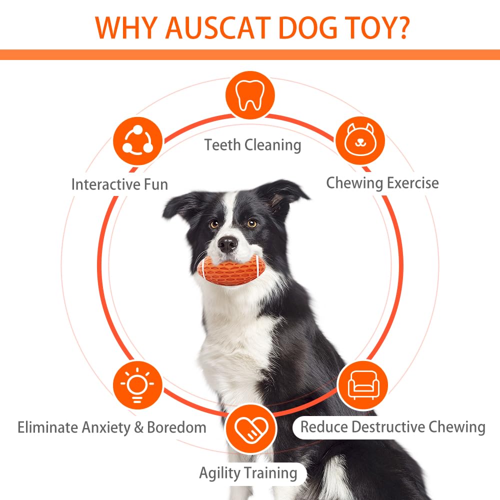 AUSCAT Cuidado dental con mordedor de caucho natural para perros, ayuda a limpiar dientes.