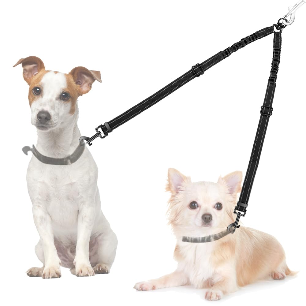 AUTOWT correa doble para perros con giro 360 evita enredos durante paseos