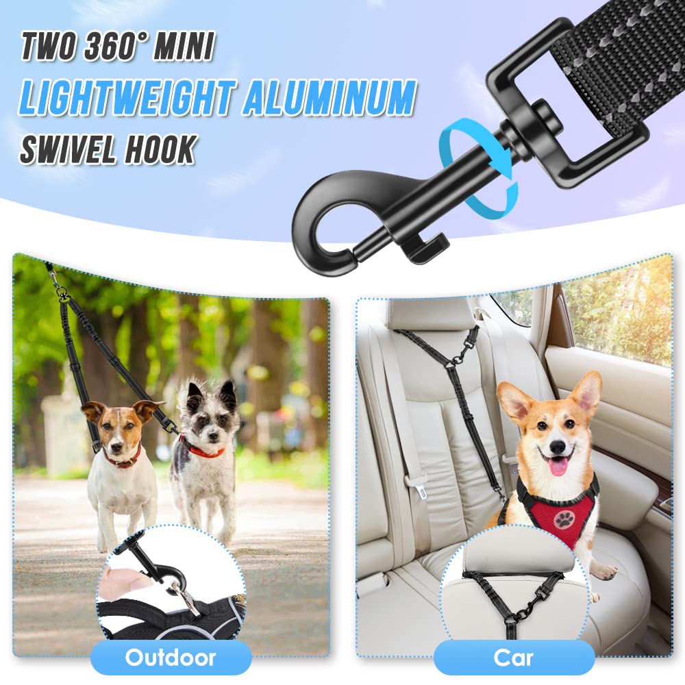 AUTOWT correa doble para perros con costuras reflectantes para mayor visibilidad nocturna
