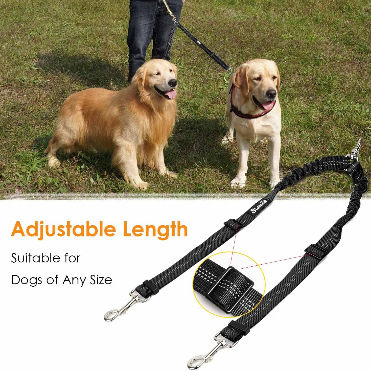 Autowt Doble Correa con ajuste de longitud para dos perros cómodos.