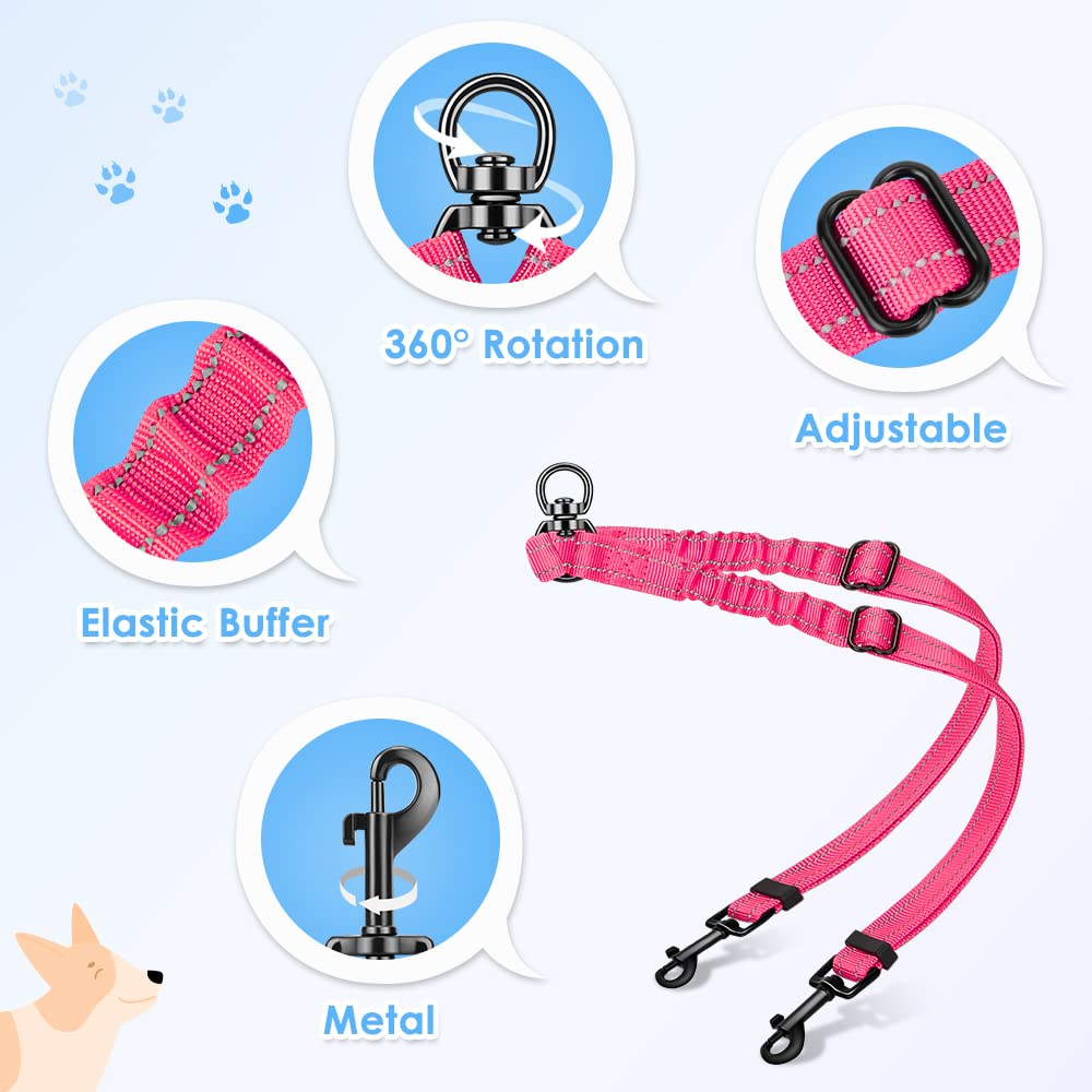 AUTOWT Para dos perros, enganche estable para caminatas seguras