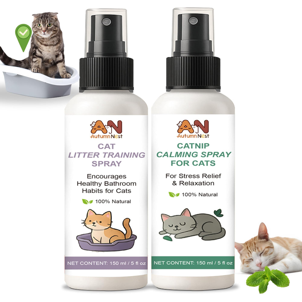 AutumnNest aerosol calmante para gatos, botella de 150 ml para uso diario.