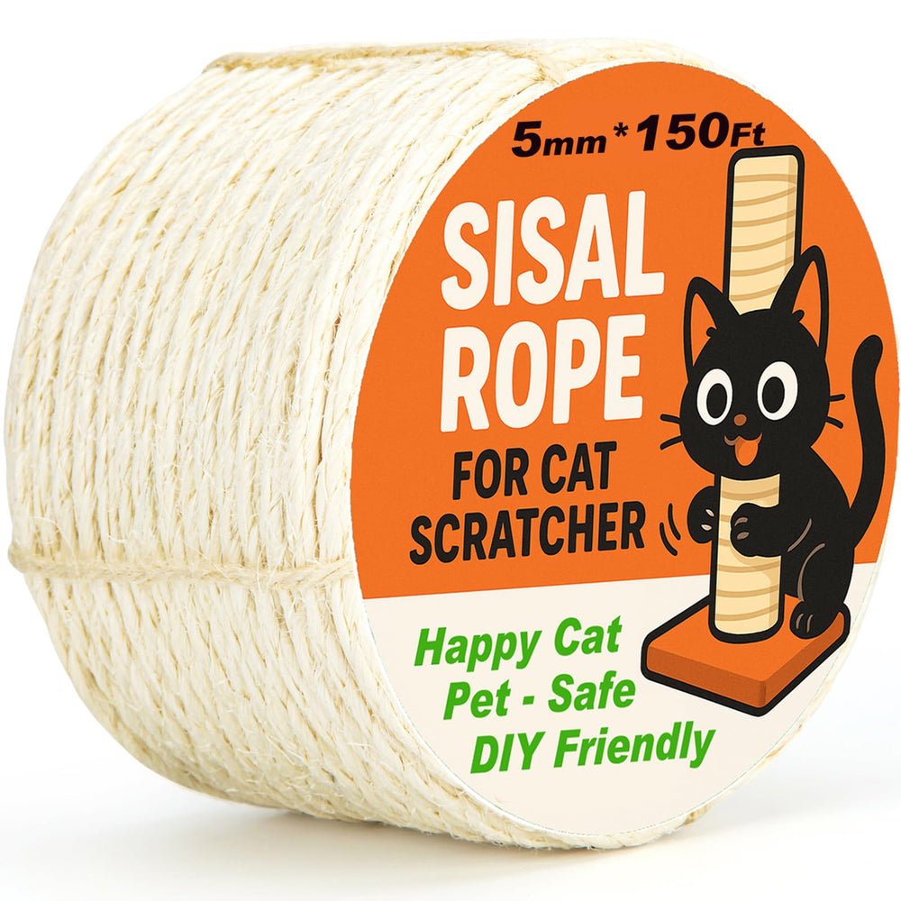 AUXMOTEC cuerda de sisal para árbol rasca gatos, 150 ft, color blanco.