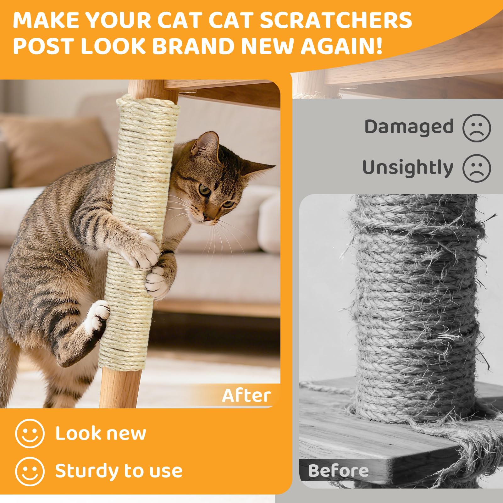 Reparación rápida de árbol de gatos con cuerda de sisal AUXMOTEC.