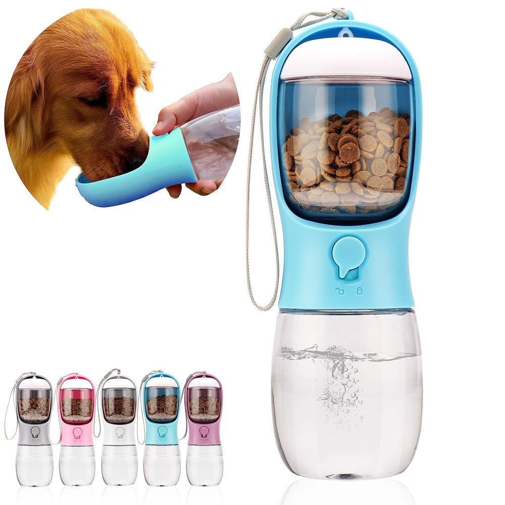 AVELORA botella para perro portátil con alimento, ideal para paseos y viajes.