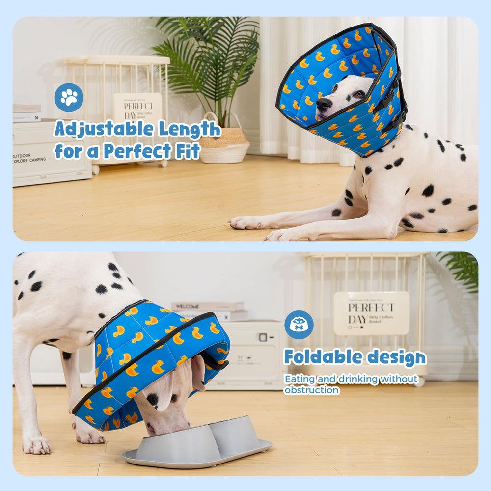 Avont cono para perro, lateral, mantiene la vista y reduce estrés durante el reposo.