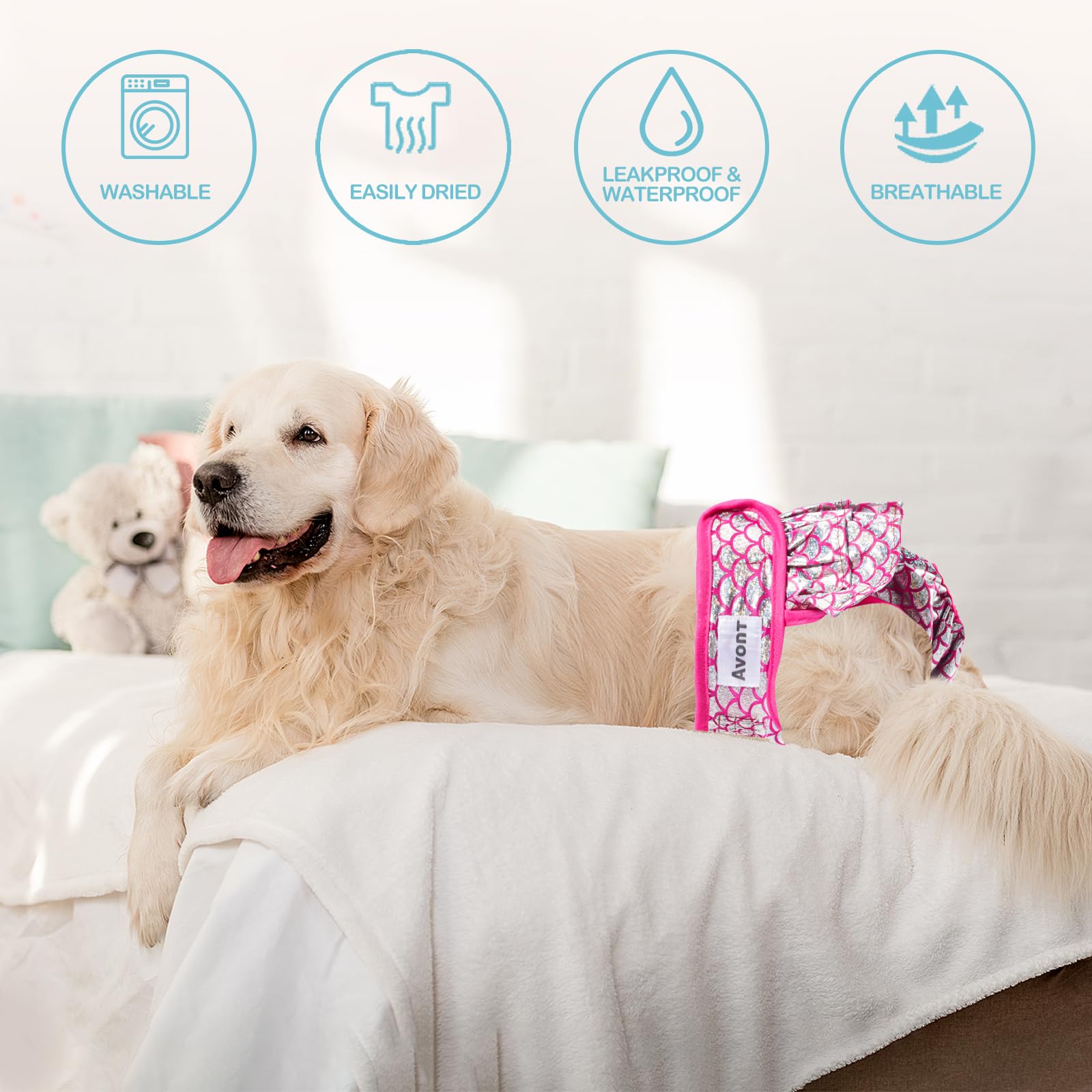 Avont panales lavables para perras: capa impermeable para evitar manchas.