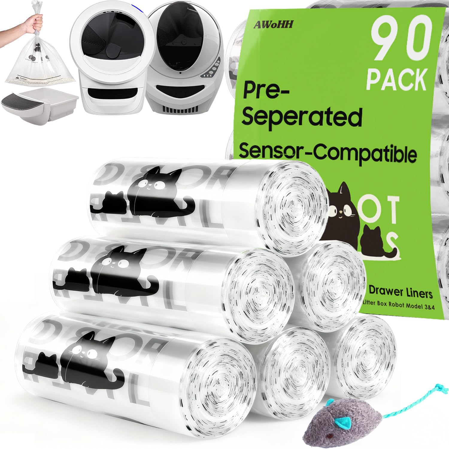 AWoHH bolsas-liner-caja-arena-robot-4-3: compatibilidad ideal y lectura de sensores para evitar errores.