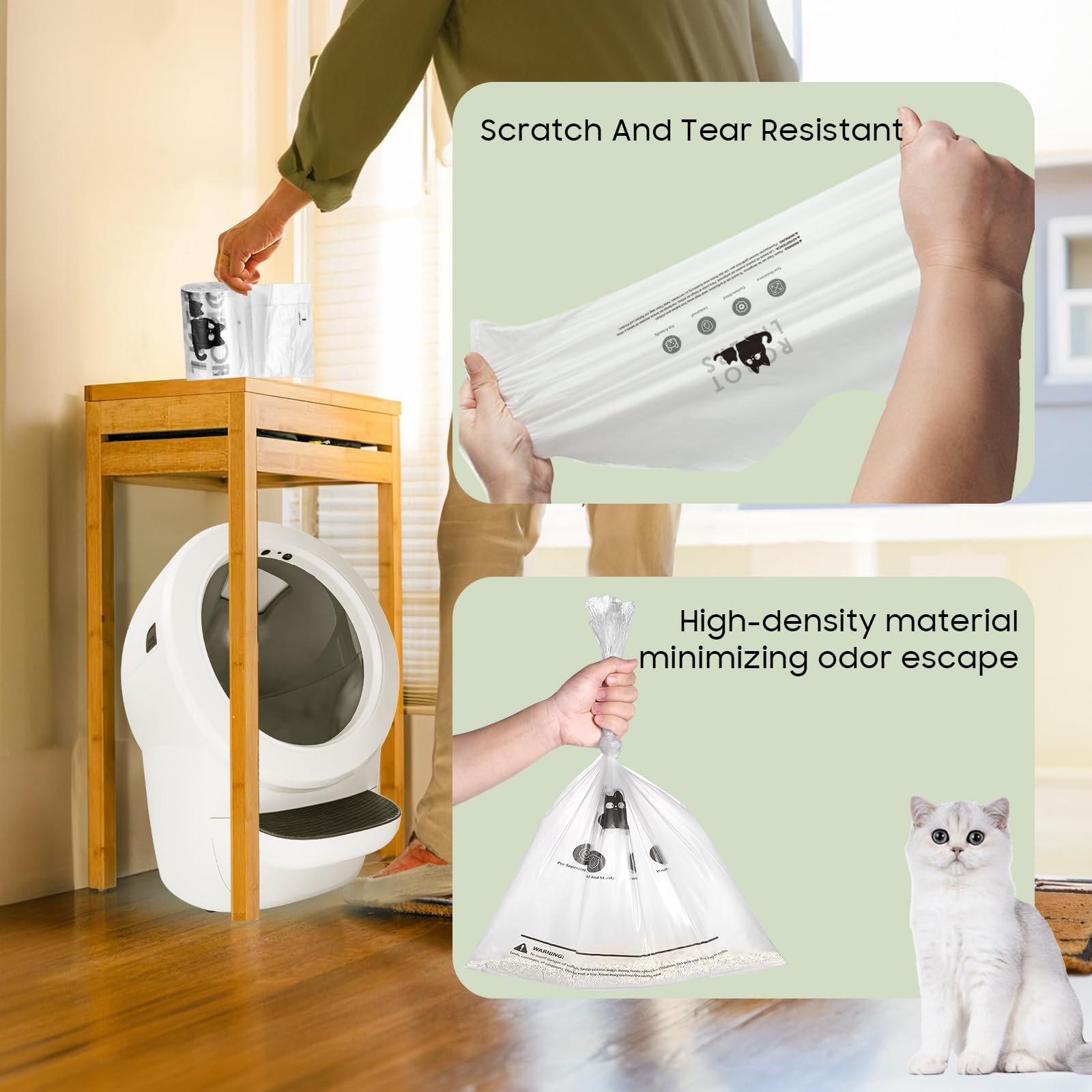 AWoHH bolsas-odor-control: material de alta densidad ayuda a contener olores entre limpiezas.