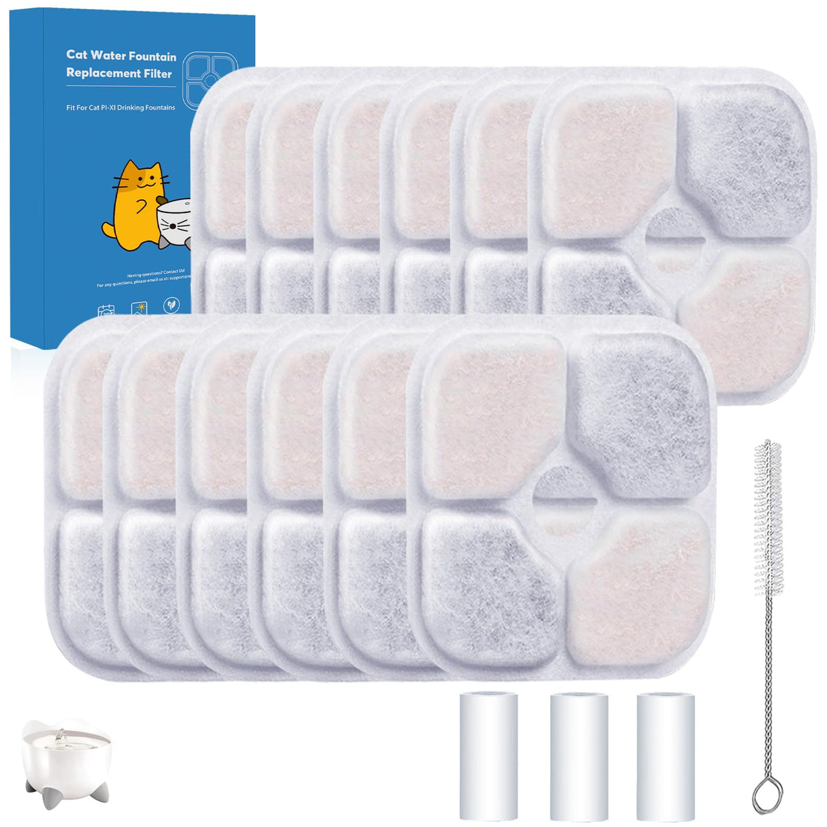 AWoHH doce filtros para agua de gato Pixi con acción triple para mayor limpieza