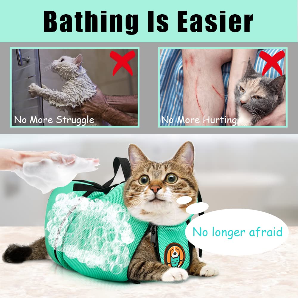 AWOOF bolsa de baño para gatos con malla transpirable para mayor confort.