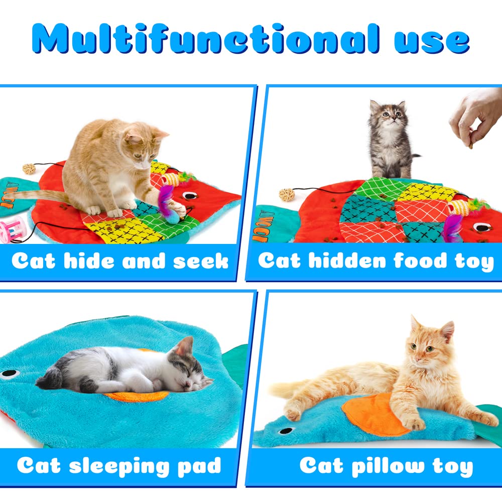 AWOOF Cat Mat forma pescado, textura suave para gatos curiosos