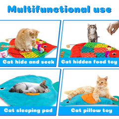 AWOOF Cat Mat forma pescado, textura suave para gatos curiosos