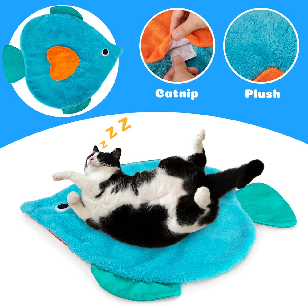 Materiales seguros y lavables a máquina en AWOOF Cat Mat forma pescado