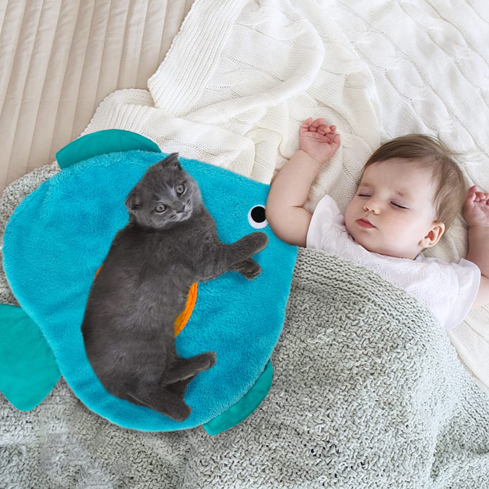 Uso versátil: manta o cama para jaulas y viajes AWOOF Cat Mat forma pescado