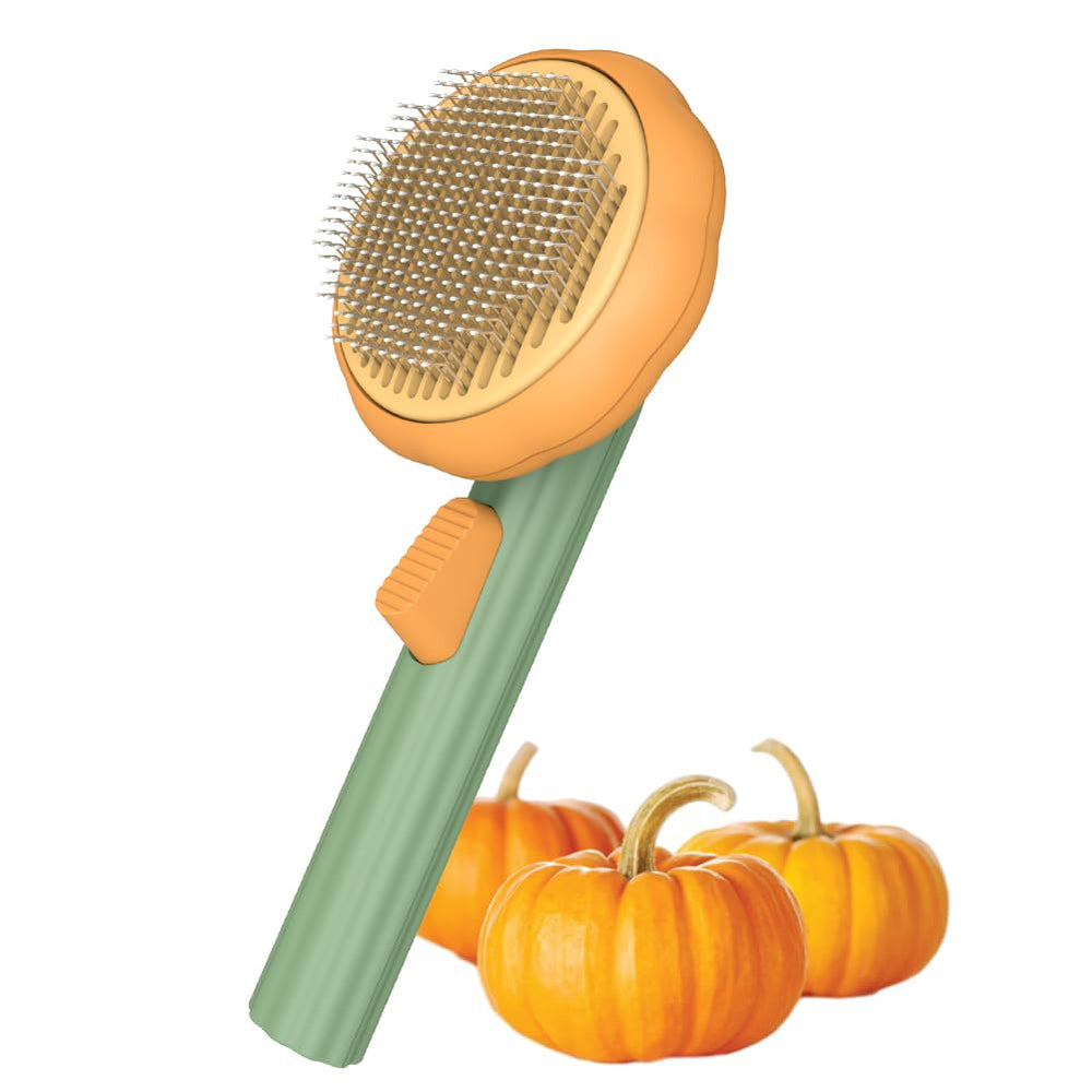 Awpland cepillo autolimpiable calabaza para mascotas, limpieza rápida