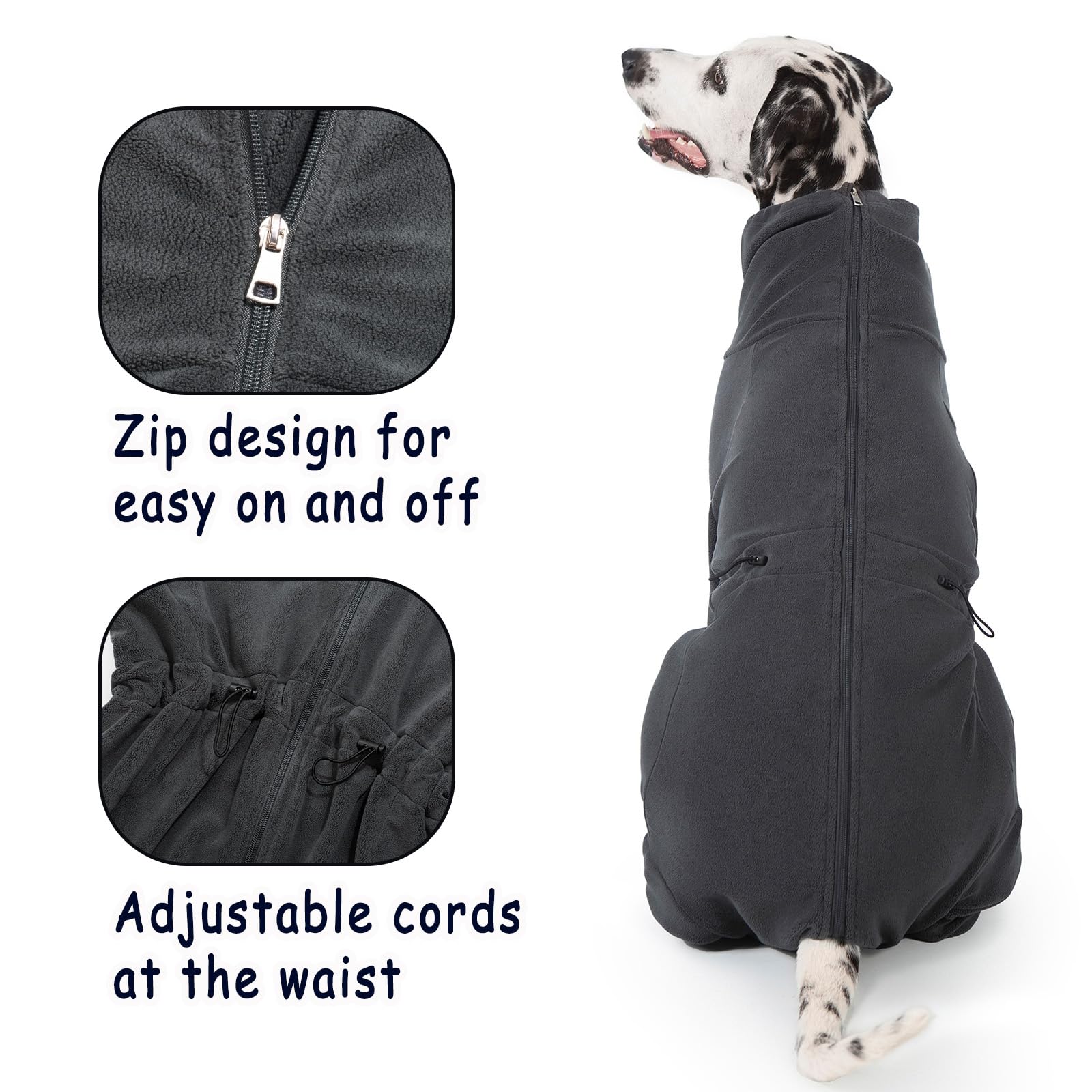 Axcimond chaqueta para perros, vista trasera con protección contra viento.