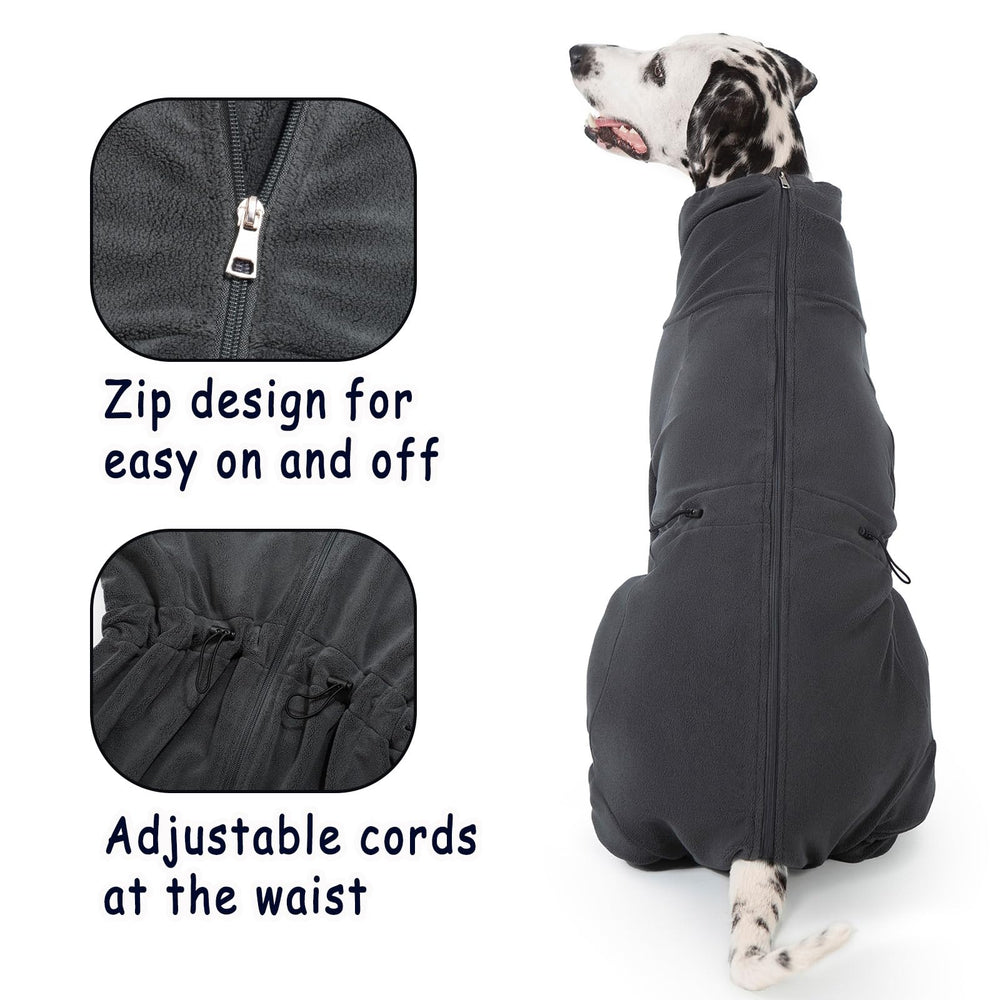 Axcimond chaqueta para perros, vista trasera con protección contra viento.
