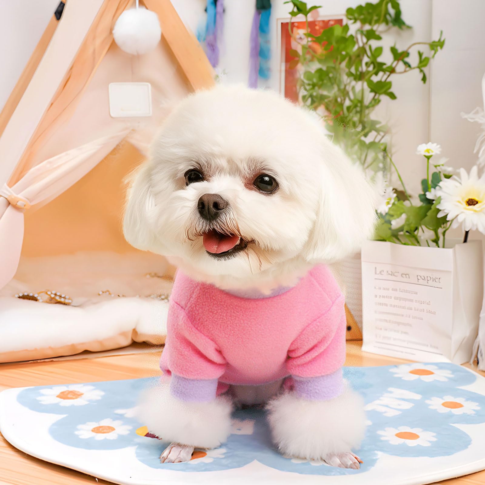 AXIIJGL pijama para perro pequeño con forro de felpa suave, confort nocturno.