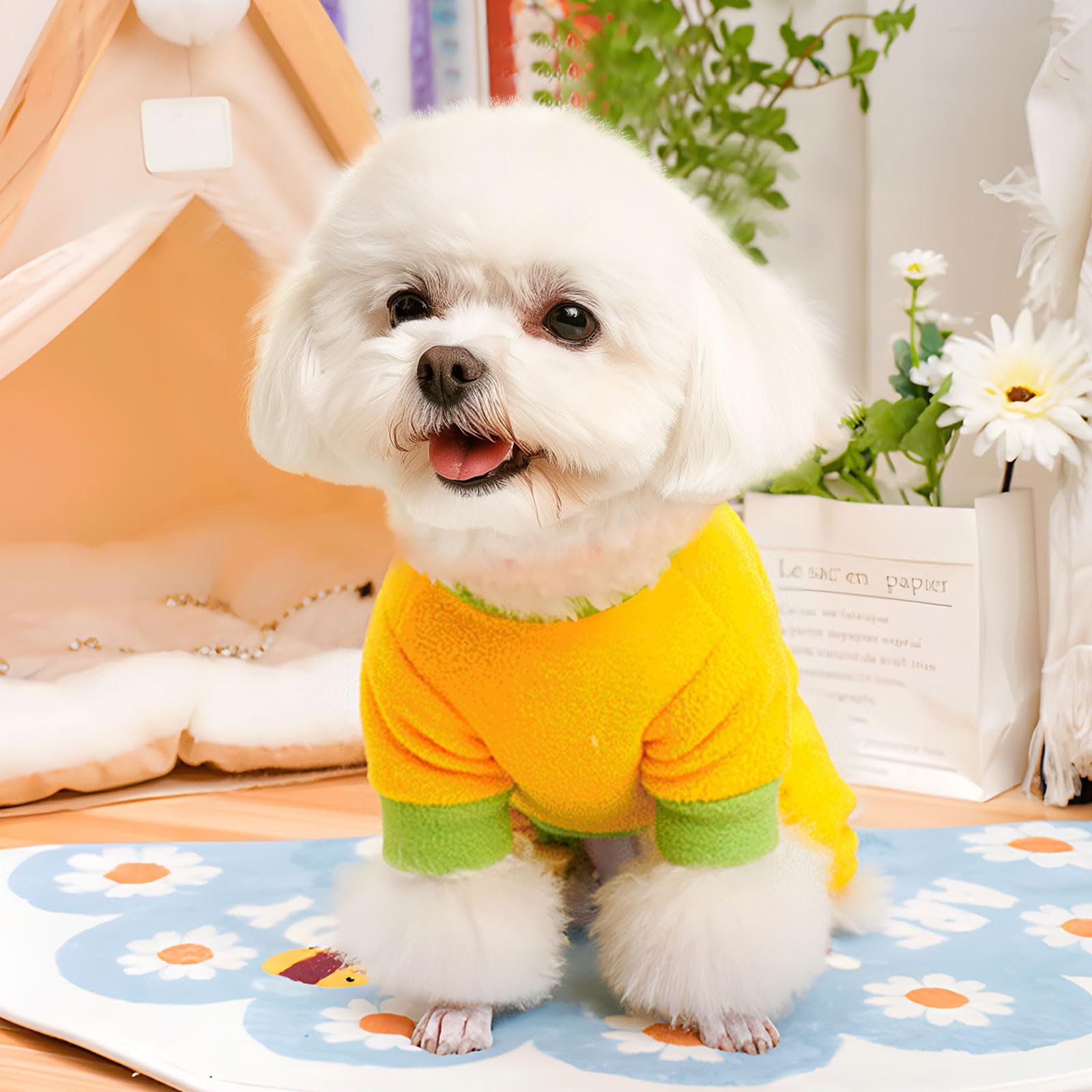AXIIJGL pijamas para perros, tejido forro polar suave, mantiene a tu mascota cómoda durante días fríos.